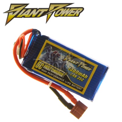 7.4V 1300mAh 35C LiPo Square Battery Giant Power