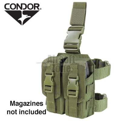 Drop Leg Double M4 Magazine Pouch (holds 4 mags) OD Green CONDOR