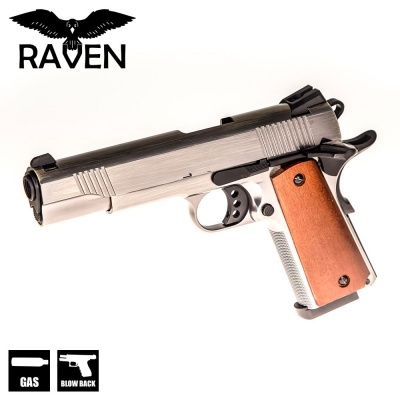 MEU Brushed Aluminium Bronze Pistol GBB Raven