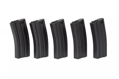 Box of 5 Mid-Cap 140rnd Magazines for M4/M16 Series Black Specna Arms