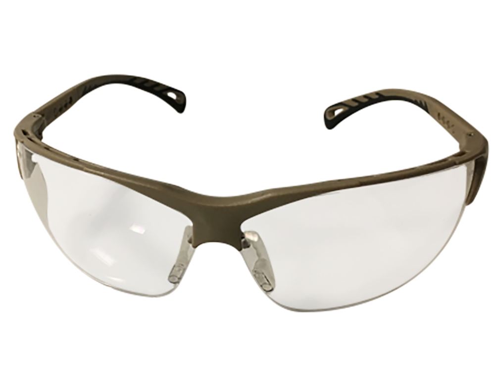 Clear Lens Protective Glasses with Adjustable Temples & TAN Frame ASG