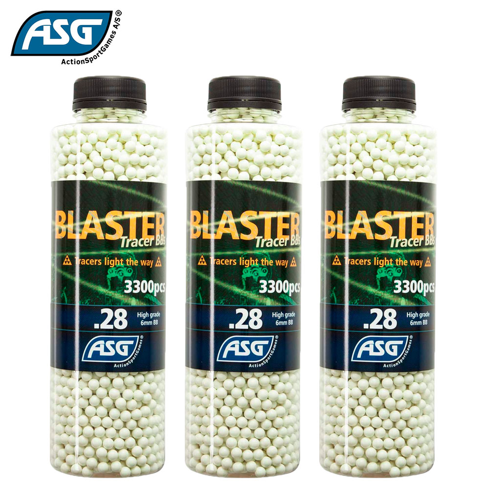 3x Blaster 0.28g Tracer BBs Bottle of 3300 ASG