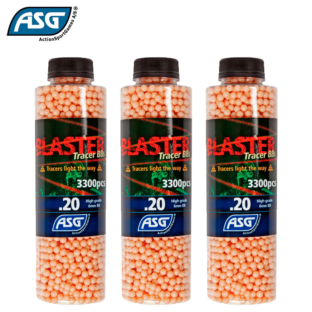 (ARCHIVED) 3x Blaster 0.20g Red Tracer BBs Bottle of 3300 ASG