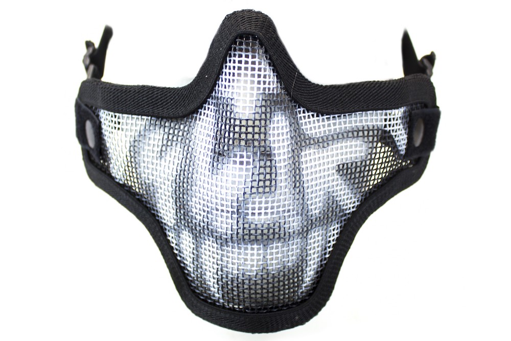 Half Face Mesh Skull Mask Black with Double Strap NUPROL