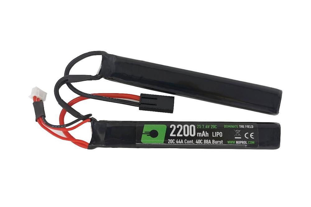 7.4V 2200mAh 20C LiPo Crane Stock Battery (mini Tamiya) NUPROL Airsoft Zone UK