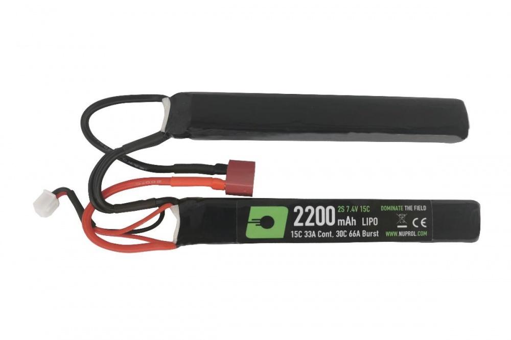 7.4V 2200mAh 20C LiPo Crane Stock Battery (Deans) NUPROL Airsoft Zone UK