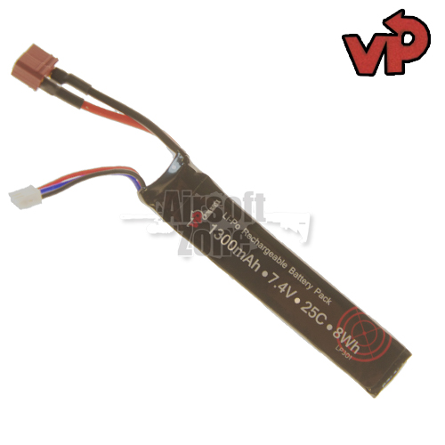 7.4V 1300mAh 25C LiPo Stick Battery VP Airsoft Zone UK